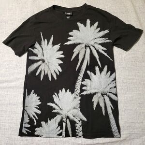 H&M Palm Tree T-shirt Black & White - Excellent Condition Size XS